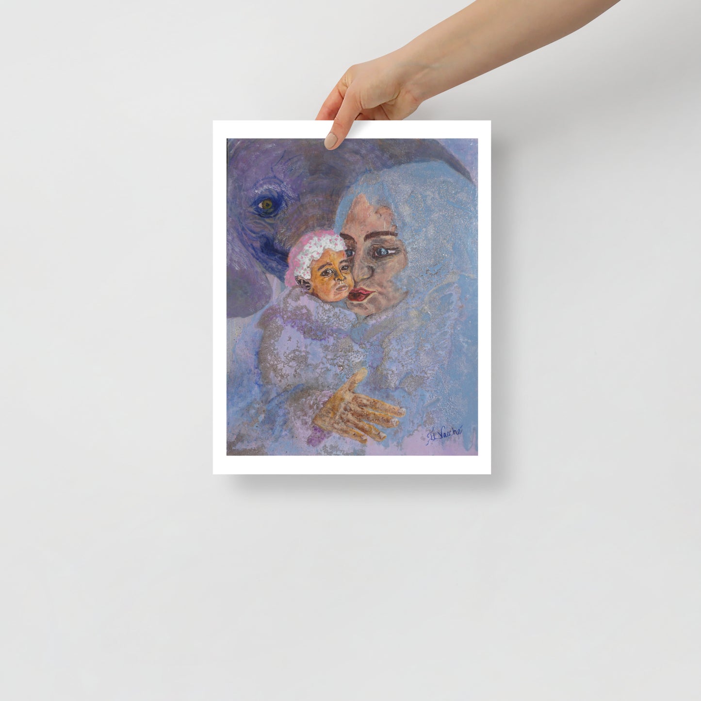 Print veiled woman with baby